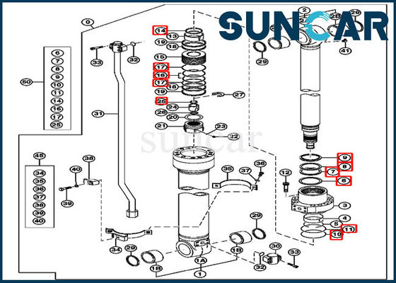 Mua AH225135 Bộ làm kín xi lanh cánh tay thủy lực cho máy xúc 2154D 225CLC Bộ phận JOHN DEERE online manufacture