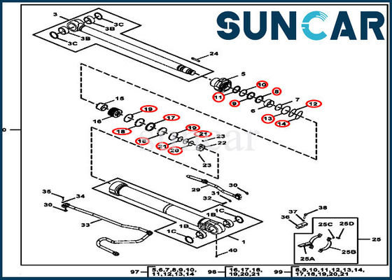 Mua Bộ dịch vụ xi lanh 190GW FYA00012905 Phù hợp với các thành phần xi lanh Boom thủy lực của John Deere online manufacture