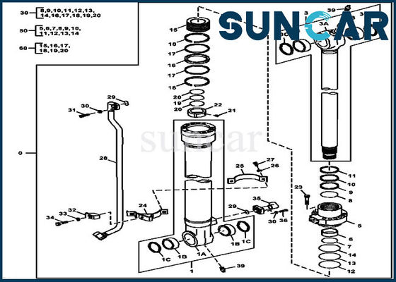 Mua Bộ phận Deere 180GLC 190GW FYA00012907 Bộ làm kín thùng Bộ dụng cụ sửa chữa xi lanh thủy lực online manufacture