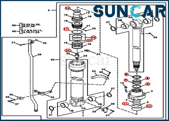 Mua 4654422 Bộ dịch vụ sửa chữa con dấu xi lanh cánh tay cho các mô hình Máy xây dựng 220DW John Deere online manufacture