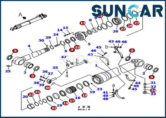 Mua 707-98-48610 Bộ làm kín máy xúc Komatsu Bộ dụng cụ sửa chữa xi lanh cánh tay Bộ làm kín cho PC180 PC200 PC210 online manufacture