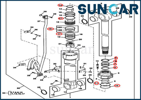 Mua 370C JOHN DEERE 4686321 Boom Cylinder Seal Service Kit Bộ dụng cụ thay thế CYL online manufacture