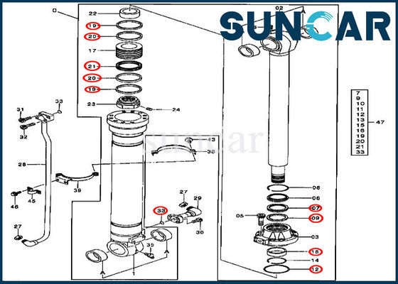 Mua Bộ làm kín xi lanh thủy lực AT264430 Bộ dụng cụ sửa chữa máy xúc John Deere 330LCR 450CLC online manufacture