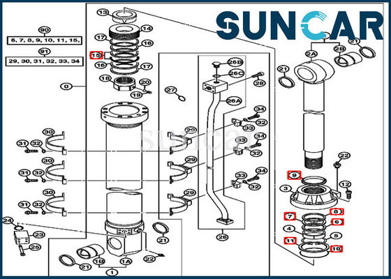 Mua 850DLC 870GLC John Deere 4653862 Arm Cylinder Components Excavator Sealing Kit online manufacture