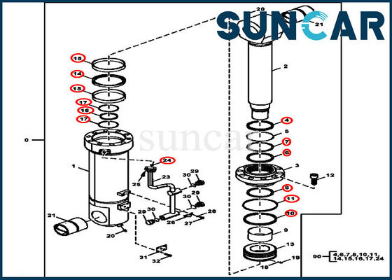 Mua 870GLC JOHN DEERE FXB00001856 Counterweight Removal Device Cylinder Repair Seal Kit online manufacture