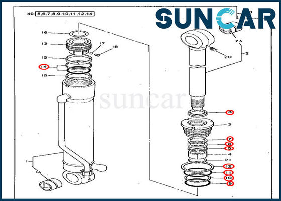 Mua 4217003 Bộ làm kín xi lanh cánh tay Bộ dịch vụ thay thế cho máy xúc John Deere 70D online manufacture