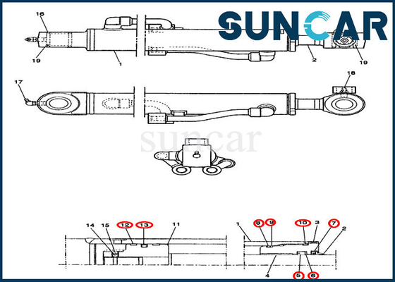 Mua Bộ dịch vụ thay thế xi lanh xô PE01V00003R100 cho trường hợp Bộ làm kín máy xúc CX14 online manufacture