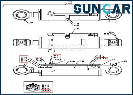 Mua Khả năng chống mài mòn PS01V00005R400 Bộ dụng cụ làm kín xi lanh Piston Rod cho trường hợp Máy xúc bánh xích CX55B online manufacture