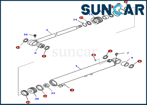 Mua Boom Swing Cylinder Service Kit 707-98-25780 7079825780 Komatsu PC45MR-3 Excavator Seal Kits online manufacture
