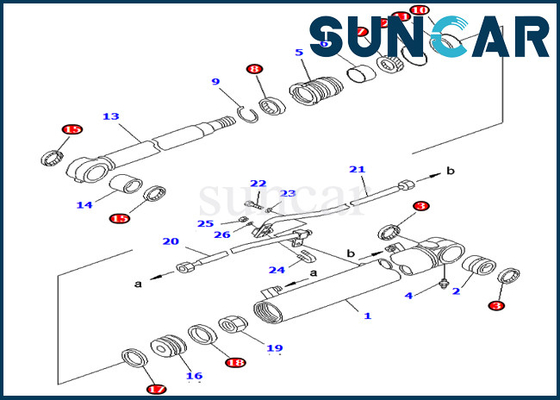 707-98-43210 7079843210 Boom Cylinder Seal Kit Phù hợp với Bộ phận bên trong Máy xúc Komatsu PC75UD-2 PC75UU-3