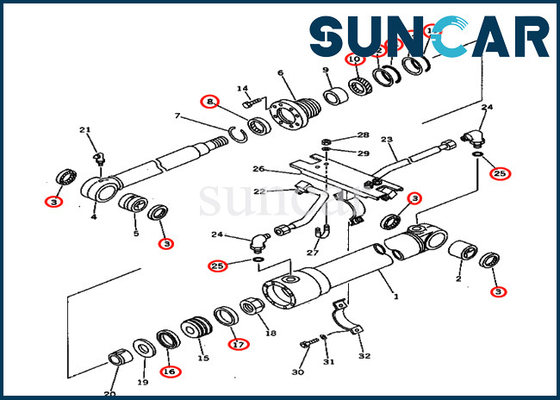 Komatsu PC75UU-1 707-98-27500 7079827500 Bộ niêm phong cánh tay Bộ làm kín xi lanh thủy lực