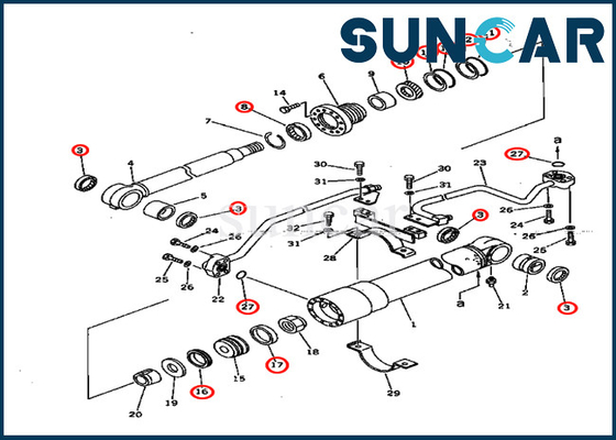 707-98-37600 7079837600 Boom Cylinder Oil Seal Kit Phù hợp với các mẫu máy xúc Komatsu PC75UU-1 PW150-1