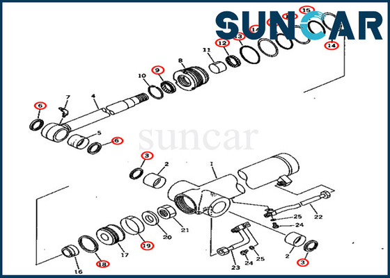 Bộ sửa chữa con dấu cánh tay 707-98-36600 7079836600 Bộ niêm phong xi lanh phù hợp với máy xúc Komatsu PC75UU-2 PC75UU-2E