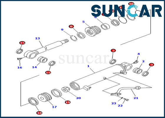Boom Seal Kits 707-98-34560 7079834560 Offset Cylinder Service Kit cho các bộ phận bên trong Komatsu PC75UU-2 PC75UU-3