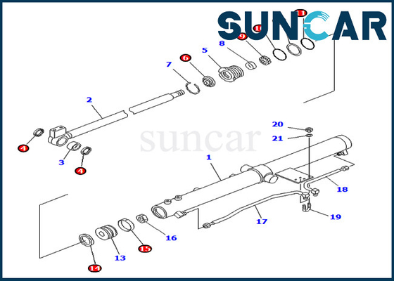 PC75UU-2 PC75UU-3 Komatsu 707-98-24830 7079824830 Bộ đóng dấu sửa chữa xi lanh cánh tay máy xúc Trượt