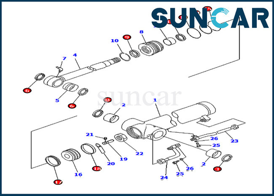 707-98-36630 7079836630 PC75UU-3 Arm Cylinder Oil Seal Kit Bộ dụng cụ bảo dưỡng cho các bộ phận bên trong thiết bị Komatsu