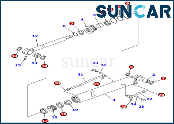 Komatsu 707-98-26720 7079826720 Bộ công cụ sửa chữa con dấu xô xi lanh thủy lực cho máy xúc PC78MR-6 PC78US-8