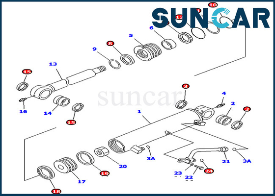 707-98-34700 7079834700 Boom Offset Cylinder Service Kit Phù hợp cho các bộ phận bên trong Komatsu PC78UU-6 PC78UU-8