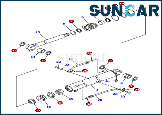 PC78UU-6 PC78UU-8 Komatsu 707-98-43300 7079843300 Boom Cylinder Seal Kit Bộ dụng cụ thay thế máy xúc
