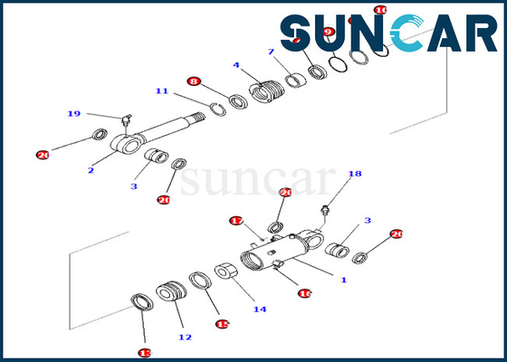 Bộ làm kín xi lanh lưỡi 707-98-42720 7079842720 cho PC88MR-10 Bộ phận bên trong của máy xúc Komatsu