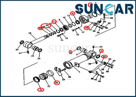 Bộ thay thế con dấu SUNCAR 707-99-64405 7079964405 cho D275A-2 Komatsu