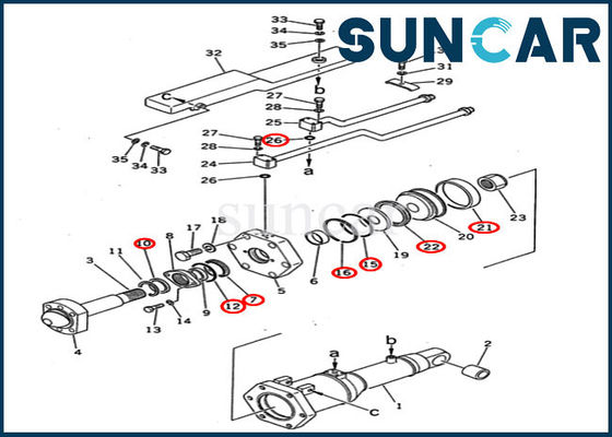 195-63-05130 1956305130 Bộ bảo dưỡng xi lanh nghiêng D355A-5 Bộ làm kín sửa chữa Komatsu