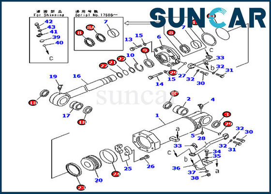Kháng dầu 707-98-74400 Bộ niêm phong sửa chữa xi lanh nâng cho D375A-3 D375A-3A Komatsu