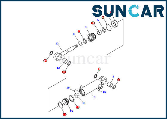 707-98-03480 Komatsu PC09-1 Bộ phận sửa chữa bên trong Máy xúc Bộ dụng cụ làm kín xi lanh thủy lực Lưỡi dao