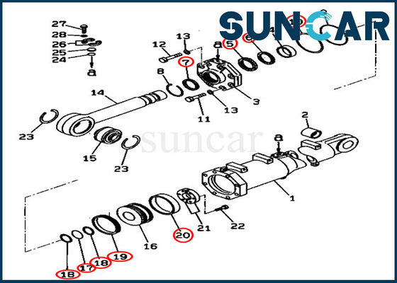 D375A-3D Dozer 707-99-74420 Bộ dụng cụ thay thế xi lanh nghiêng lưỡi cắt Bộ dịch vụ Komatsu