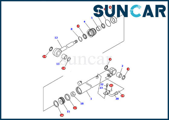 707-98-03590 Bộ công cụ bảo dưỡng Komatsu Bucket Cylinder Seal Kit Phù hợp với PC09-1 Bộ phận sửa chữa máy xúc