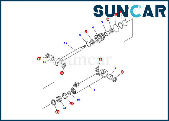 707-98-11060 Komatsu Cánh tay máy xúc Bộ dụng cụ làm kín xi lanh để thay thế kiểu PC08UU-1
