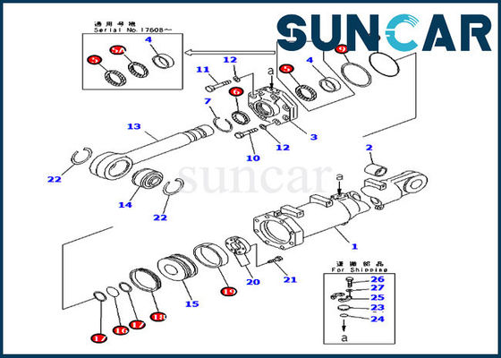 Bộ bịt kín tốt 7079974450 Bộ dụng cụ làm kín lưỡi Komatsu Bộ dụng cụ sửa chữa xi lanh nghiêng D375A-3A