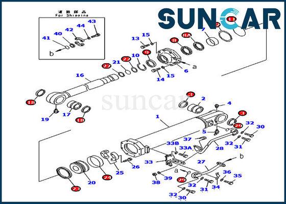 D375A-5 Komatsu 707-99-74020 7079974020 Bộ sửa chữa con dấu xi lanh thủy lực nghiêng Ripper
