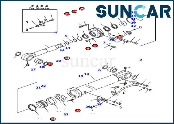 7079974520 Bộ bịt kín lưỡi nghiêng Bộ dụng cụ sửa chữa xi lanh cho máy ủi Komatsu D375A-5D