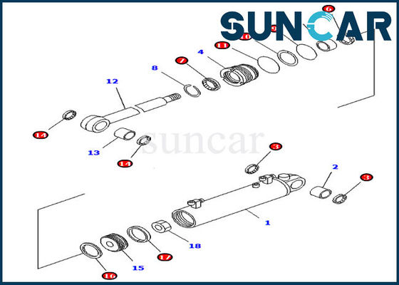 707-98-32820 Bộ làm kín sửa chữa xi lanh nâng lưỡi cho các bộ phận bên trong D41A-6 D41E-6 Koamtsu