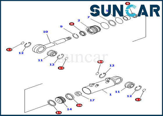 707-98-34590 Bộ dụng cụ làm kín Máy ủi Lưỡi dao Bộ dụng cụ sửa chữa xi lanh nghiêng cho các bộ phận bên trong Komatsu