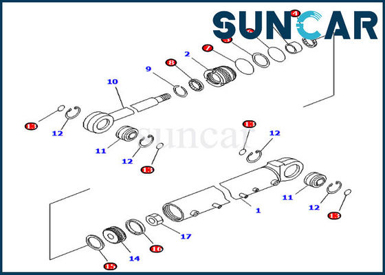707-98-42420 Bộ dụng cụ sửa chữa xi lanh góc lưỡi Phù hợp với Máy xúc bánh xích Komatsu D41E-6 D41P-6
