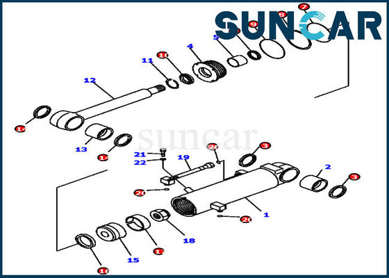 D41E6T Komatsu 7079841060 Bộ dụng cụ làm kín dầu Ripper Bộ sửa chữa xi lanh cho các bộ phận bên trong máy ủi
