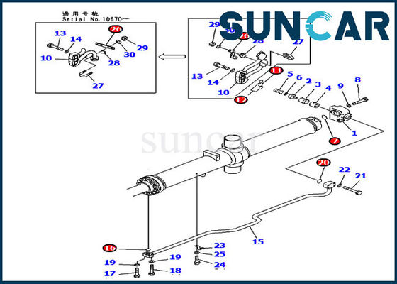 D475A-3 Bộ phận Komatsu 707-98-67510 7079867510 Bộ dụng cụ sửa chữa xi lanh nâng hạ lưỡi thủy lực