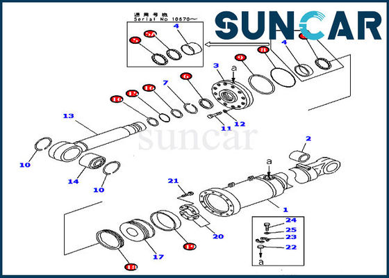 707-98-84011 Bộ niêm phong máy ủi D475A-3-SC Bộ dụng cụ sửa chữa xi lanh nghiêng Komatsu