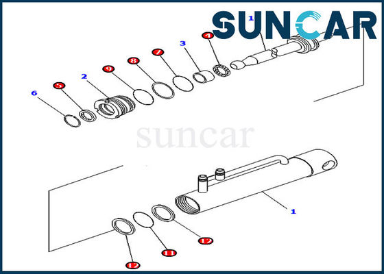 Chống ăn mòn 707-99-11010 Bộ con dấu sửa chữa xi lanh thủy lực cho Komatsu D475A-3