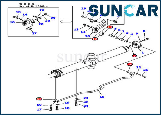 707-98-74110 Bộ sửa chữa xi lanh nâng lưỡi Bộ dụng cụ làm kín thủy lực cho máy ủi Komatsu D475A-3