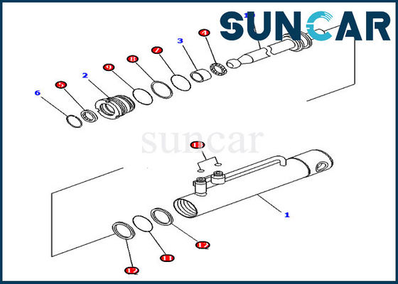 707-98-11350 Bộ kéo ghim Bộ làm kín xi lanh thủy lực Phù hợp với Komatsu D375A-6 D475A-5