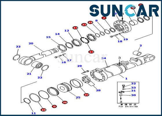 Bộ phận niêm phong xi lanh nghiêng 707-99-84050 Bộ dụng cụ làm kín xi lanh nghiêng D475A-5 Bộ dịch vụ Komatsu