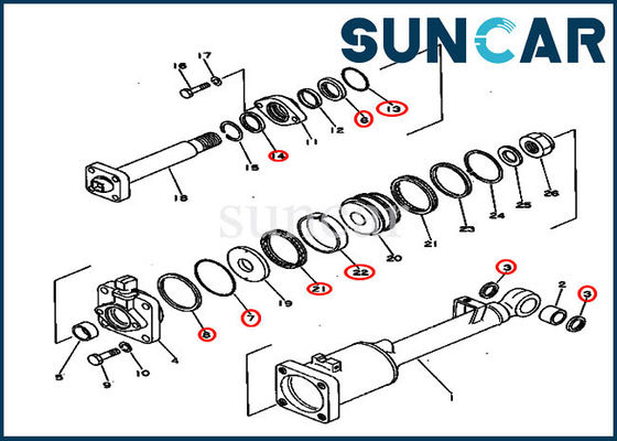 Bộ làm kín thủy lực 131-63-05050 Bộ dụng cụ sửa chữa xi lanh nghiêng cho Komatsu D50A-16 D50P-16