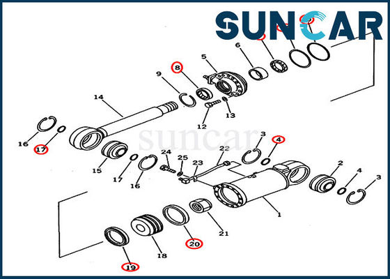 707-98-53410 Bộ làm kín nghiêng Bộ dụng cụ sửa chữa xi lanh thủy lực Phù hợp với D53A-18 D53P-18 Komatsu