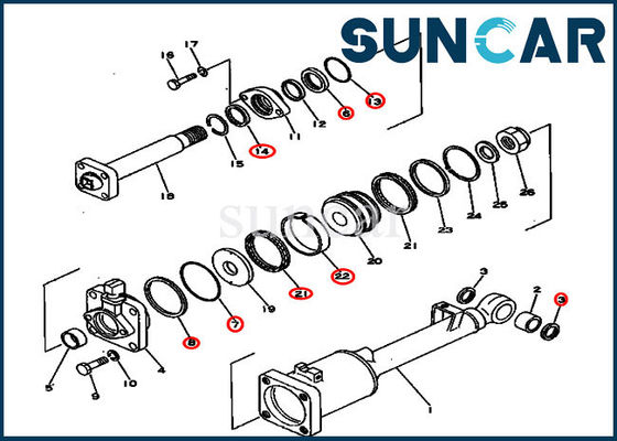 Bộ niêm phong xi lanh nghiêng 130-63-05050 Bộ sửa chữa ISO9001 cho D53A-16 D53P-16 Komatsu