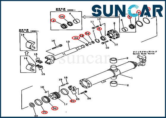 707-98-75410 Bộ dịch vụ nâng lưỡi thủy lực D575A-2 Bộ dụng cụ thay thế xi lanh Komatsu