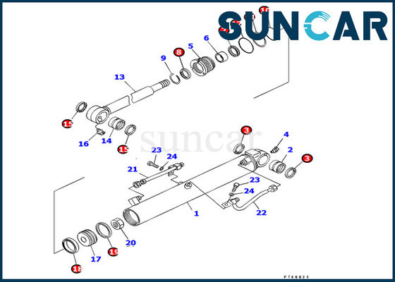 707-98-14610 Bộ làm kín xi lanh xô Bộ dụng cụ sửa chữa OEM Komatsu Phù hợp với Máy xúc PC8uu-3 R3 thay thế