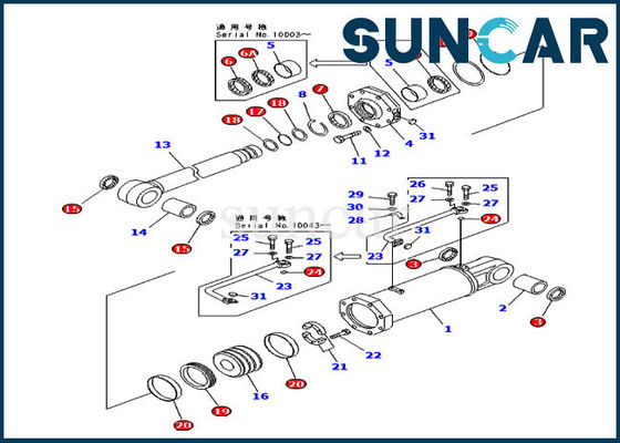 707-98-84420 Ripper Lift Service Kit Bộ làm kín sửa chữa xi lanh cho Komatsu D575A-2 Dozer
